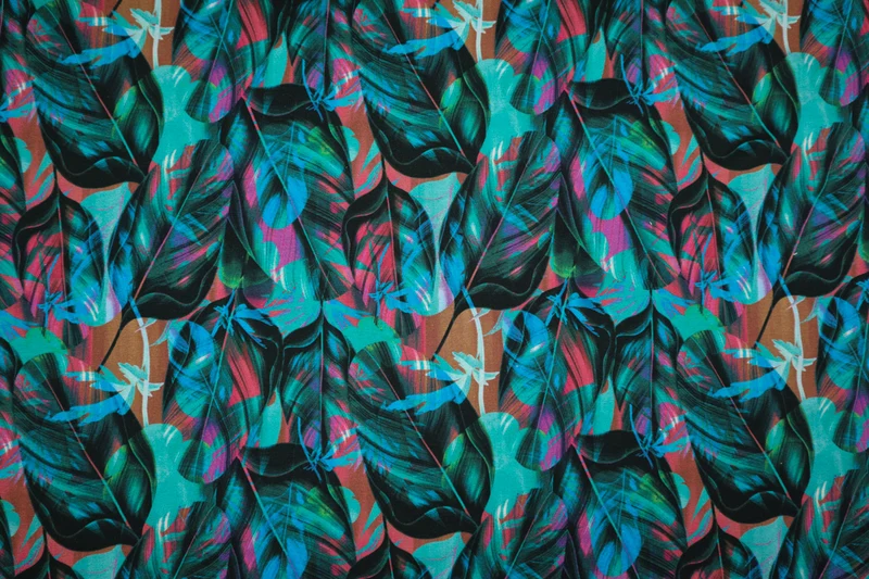 French Terry Tropical Leaves