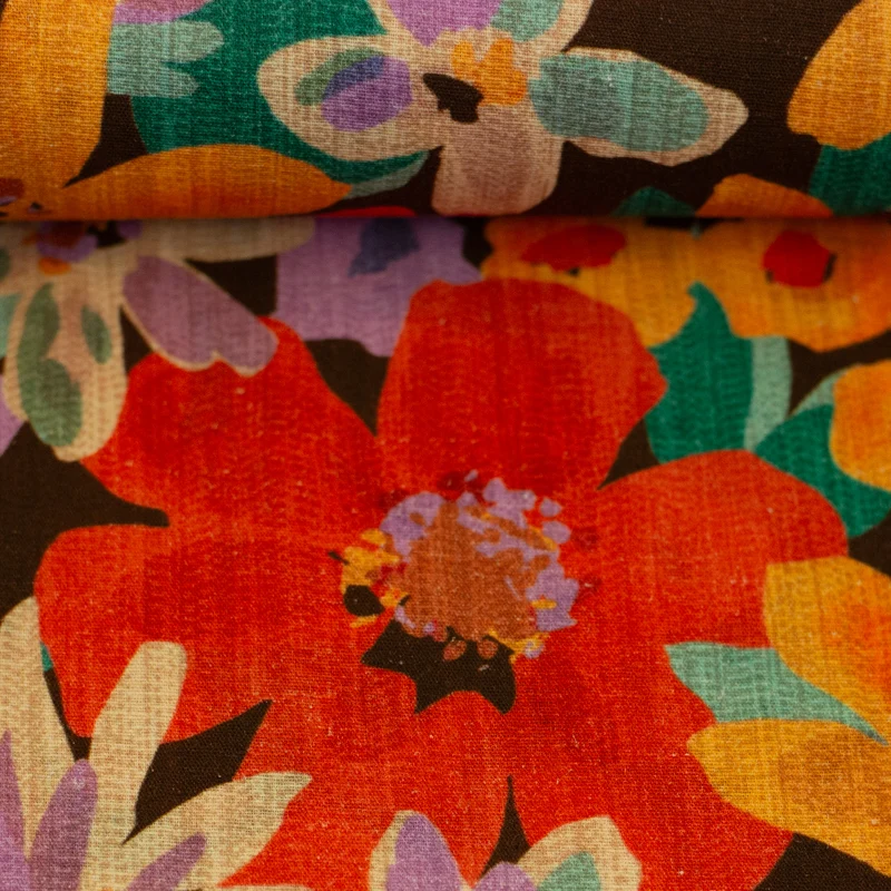 Baumwoll Leinen Ira Sommerblumen