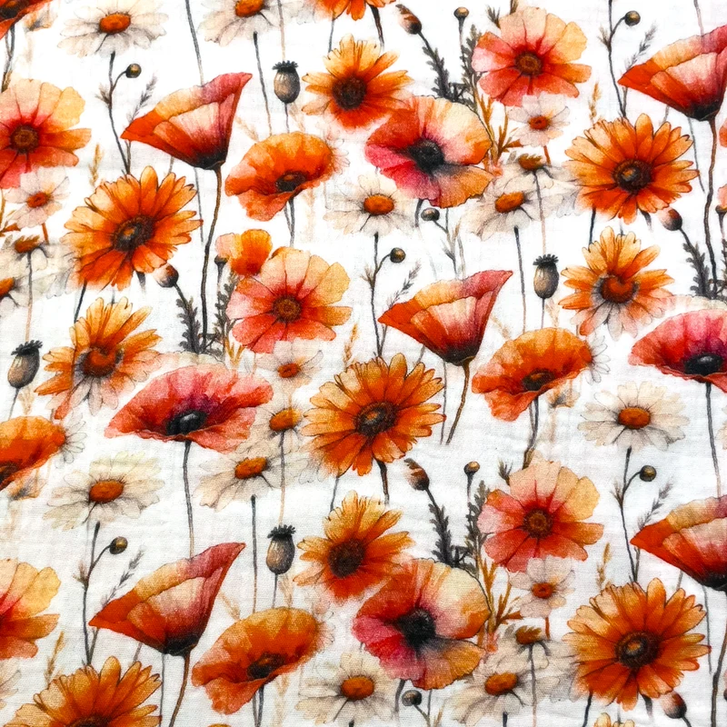 Double Gauze Musselin Digital Blossom