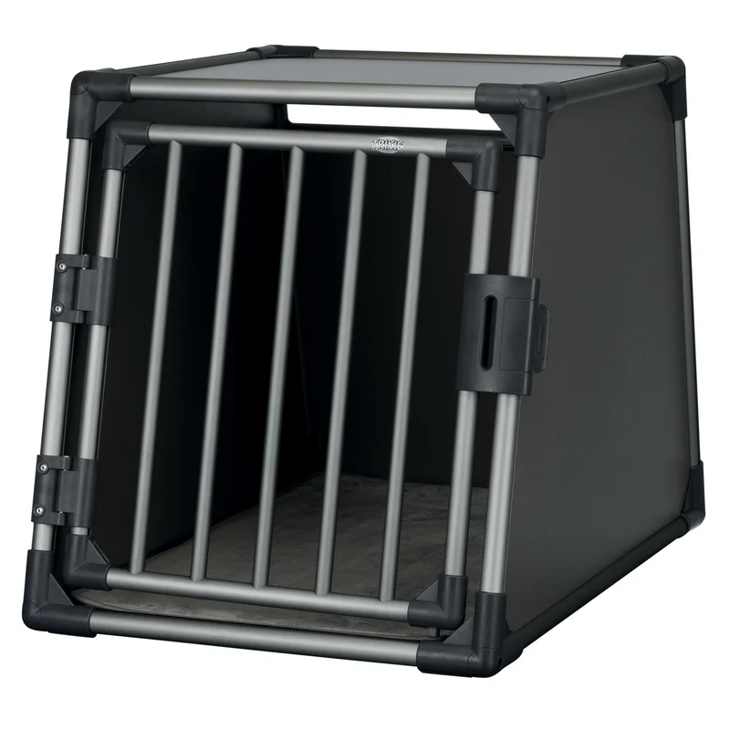 TRIXIE Hunde Alubox Transportbox Aluminium in Grafit – Sicherer Reisebegleiter fürs Auto