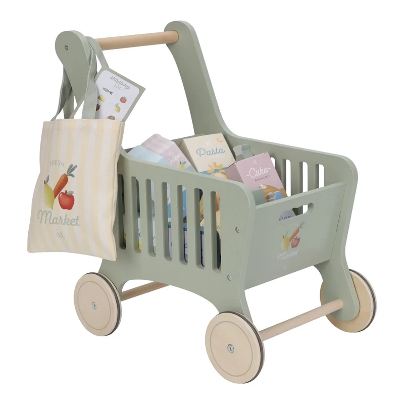 Houten winkelwagen - Groen