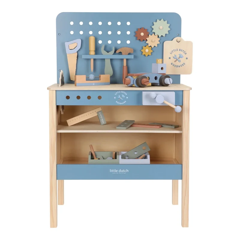 Houten werkbank - Blauw