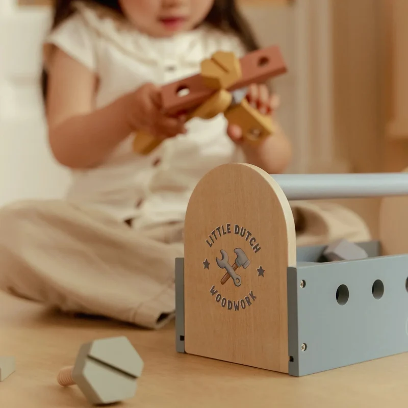 Houten gereedschapskist - Blauw - Essentials