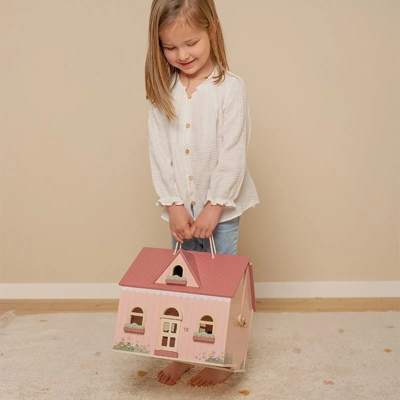 Draagbaar poppenhuis hout