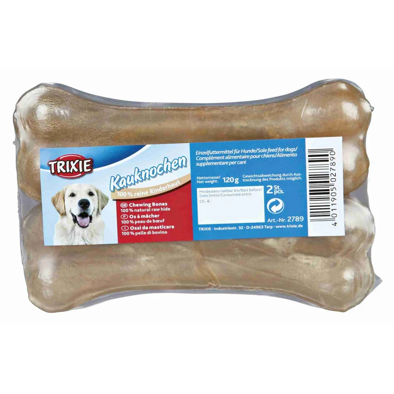 TRIXIE Rinderhaut Kauknochen für Hunde – gepresst, 100% natürlich