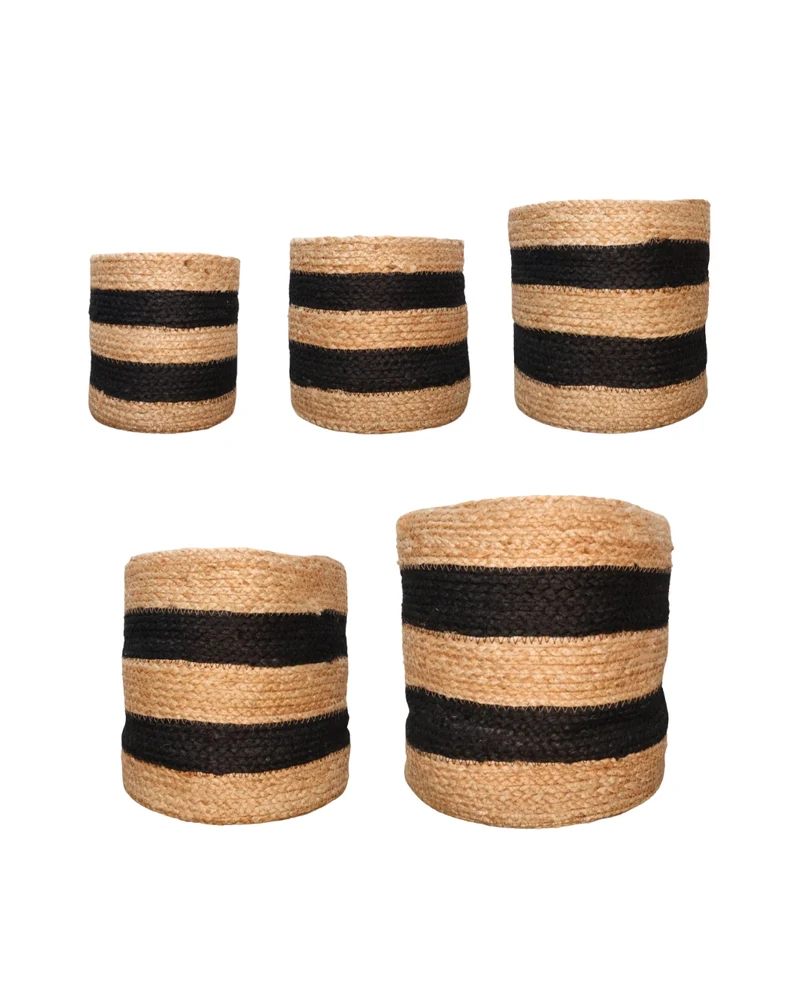 Sisal Blumentöpfe "Schwarz Beige" von Eigen en Anders