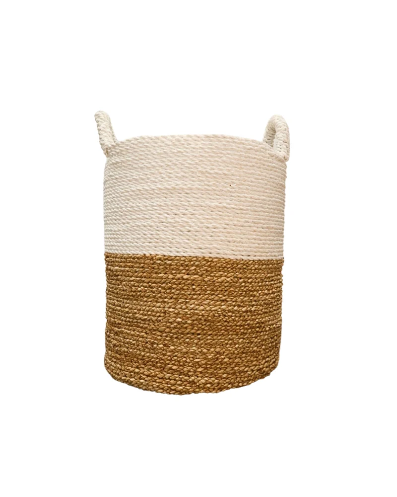 Große Geflochtene Seegras Körbe "Weiß Beige" von Lauco