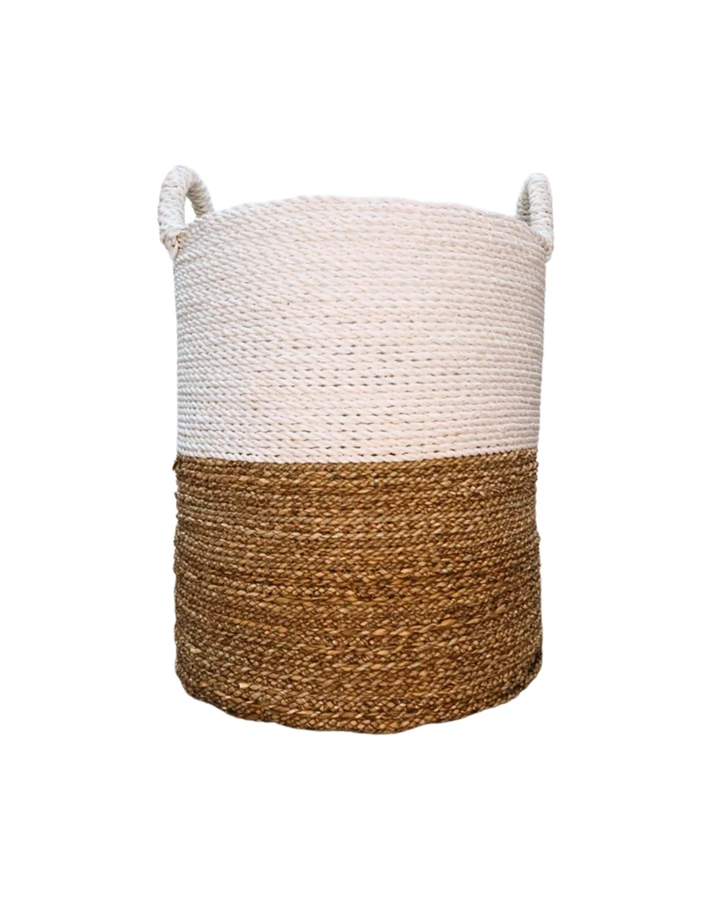 Große Geflochtene Seegras Körbe "Weiß Beige" von Lauco