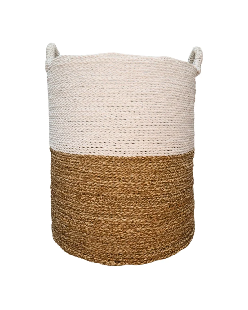 Große Geflochtene Seegras Körbe "Weiß Beige" von Lauco