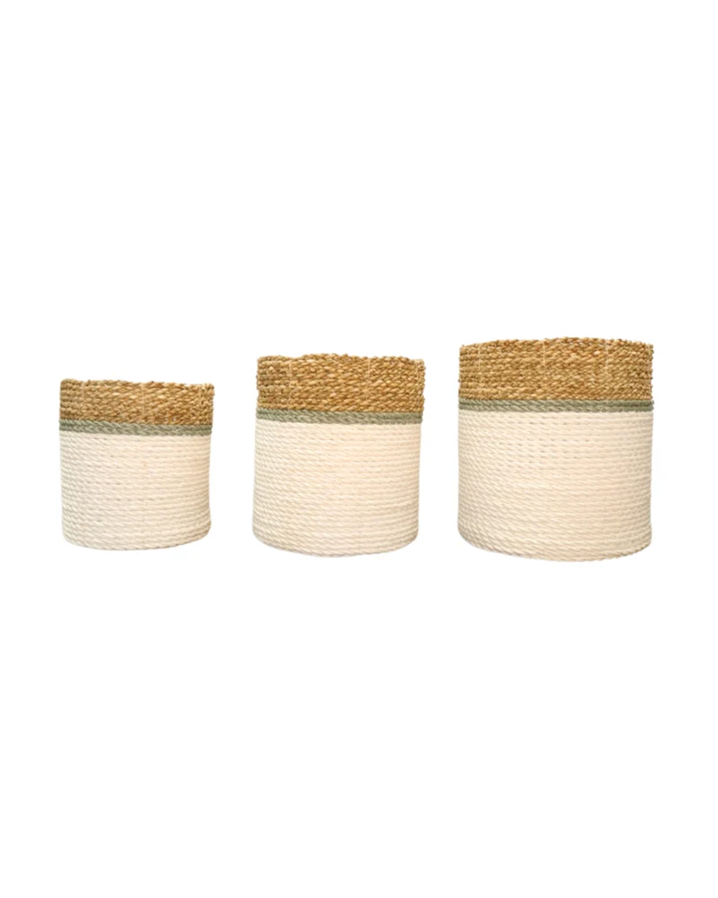 Geflochtene Fairtrade Körbe "Weiß/grün" von Eigen en Anders