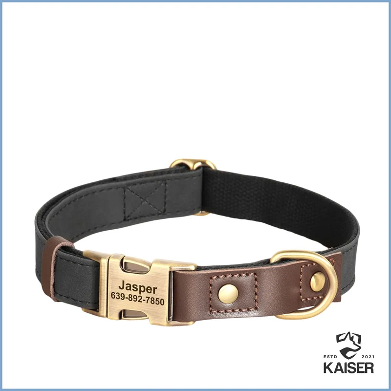 Personalisiertes Hundehalsband aus PU-Leder mit Gravur