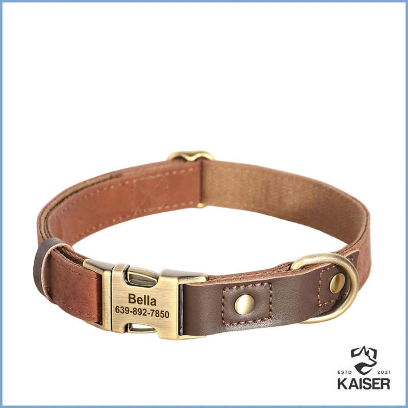 Personalisiertes Hundehalsband aus PU-Leder mit Gravur