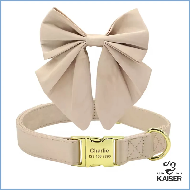 Personalisiertes Hundehalsband mit abnehmbaren Fliege und Blume