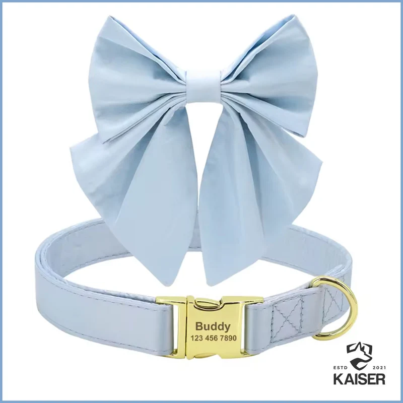 Personalisiertes Hundehalsband mit abnehmbaren Fliege und Blume