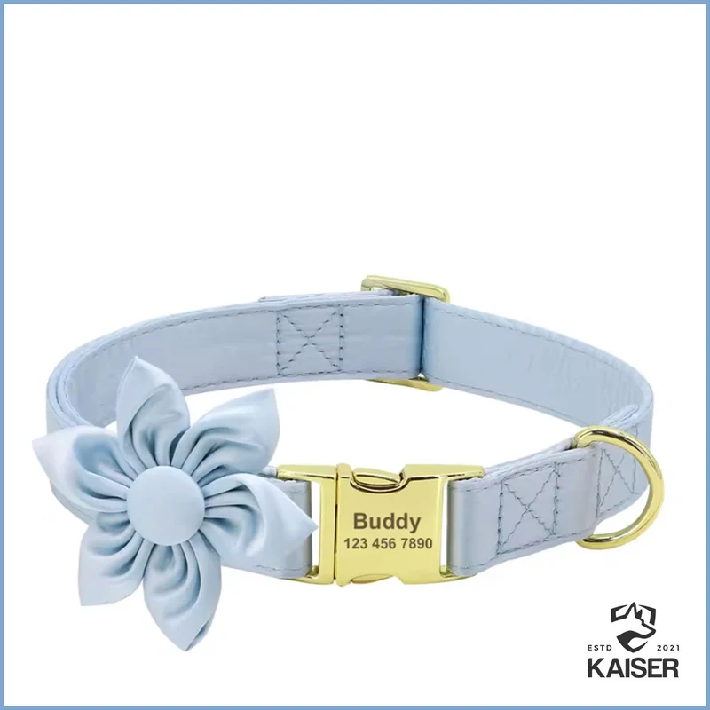 Personalisiertes Hundehalsband mit abnehmbaren Fliege und Blume