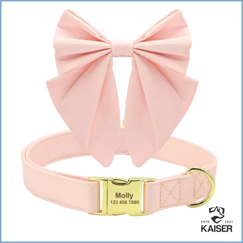 Personalisiertes Hundehalsband mit abnehmbaren Fliege und Blume