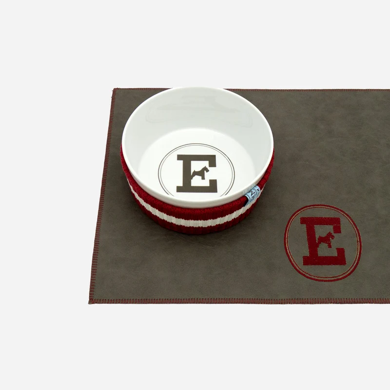 Tapis de Gamelle Gris et Rouge