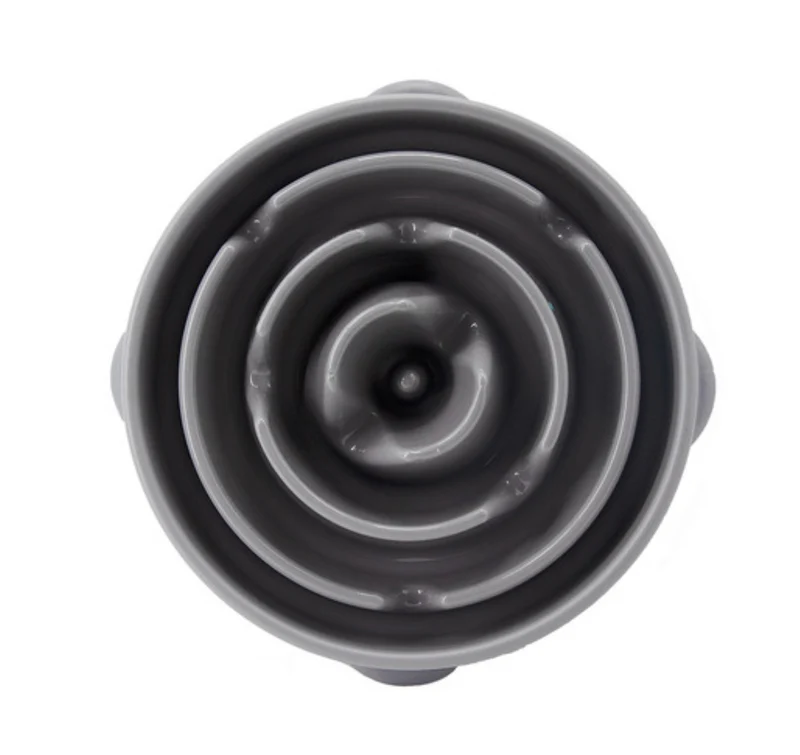 Outward Hound Fun Feeder Slow Dog Food Bowl - Grey Drop - Large